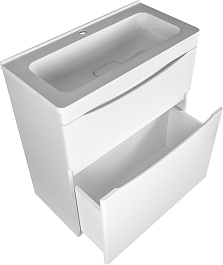 Style Line Тумба с раковиной Бергамо Мини 70 белая Люкс антискрейтч Plus – фотография-5